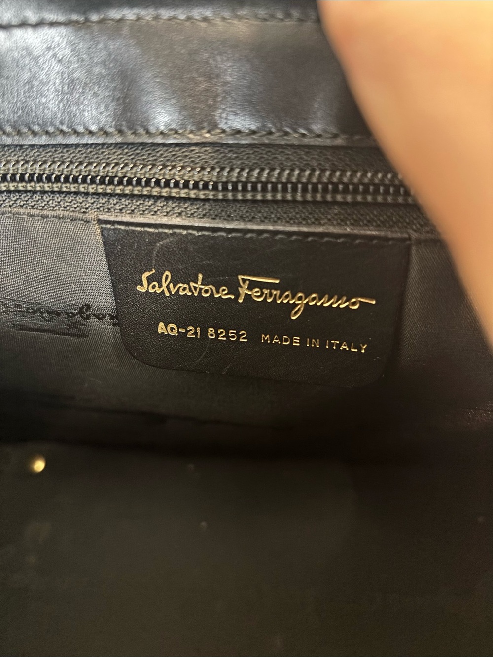 Vintage Salvatore Ferragamo Black Leather Top Handle Bag Gold Hardware Italy - Picture 3 of 13